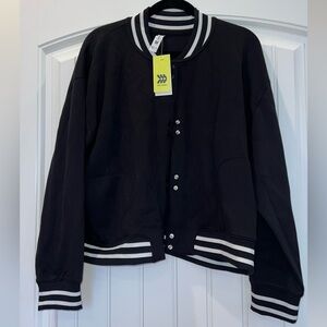 All in Motion Black Jacket with White Stripes